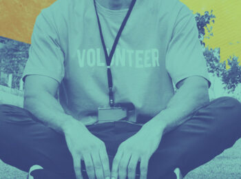 a person wearing volunteer t-shirt